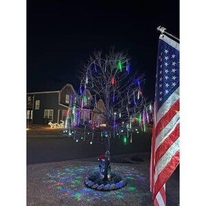 Meteor Shower Lights, 12 Inch Outdoor Icicles Patriotic Lights, 8 Tubes 288 LED